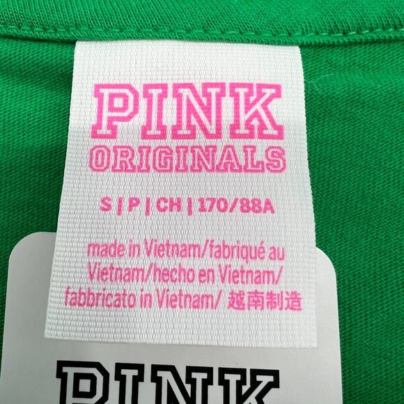 Victoria's Secret PINK Womens Cotton Short Sleeve Campus T-Shirt Green Small NWT - Picture 6 of 7
